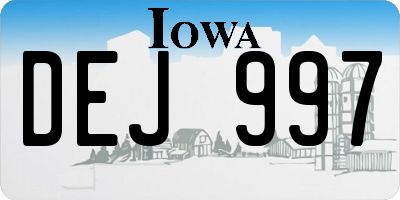 IA license plate DEJ997