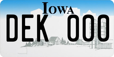 IA license plate DEK000