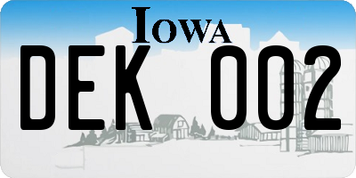 IA license plate DEK002