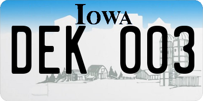 IA license plate DEK003