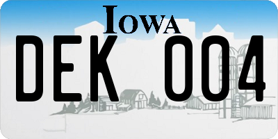 IA license plate DEK004