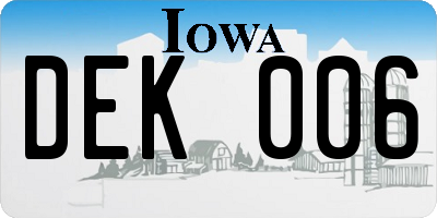 IA license plate DEK006