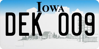 IA license plate DEK009