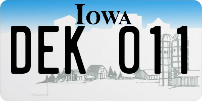 IA license plate DEK011