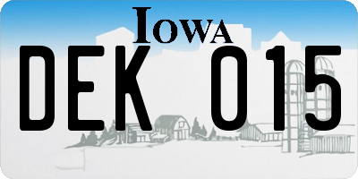 IA license plate DEK015