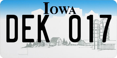 IA license plate DEK017