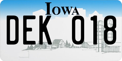 IA license plate DEK018