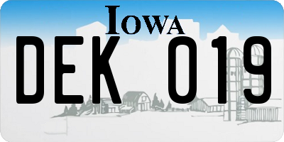 IA license plate DEK019