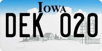 IA license plate DEK020