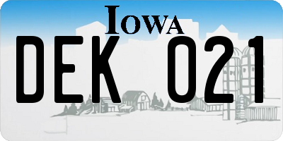 IA license plate DEK021
