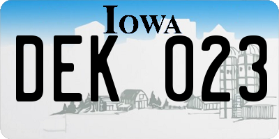 IA license plate DEK023