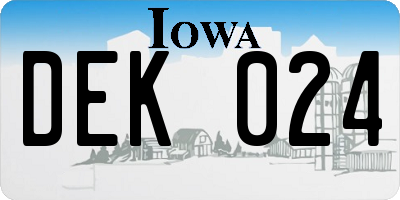 IA license plate DEK024