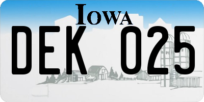 IA license plate DEK025