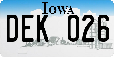 IA license plate DEK026