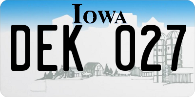 IA license plate DEK027