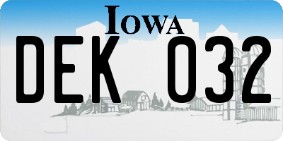 IA license plate DEK032