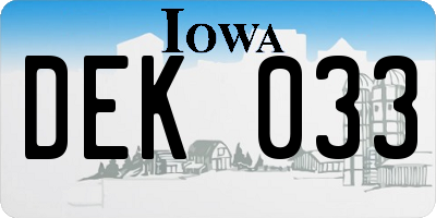 IA license plate DEK033