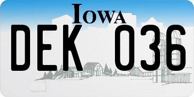 IA license plate DEK036