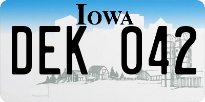 IA license plate DEK042
