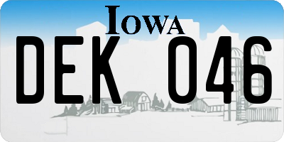 IA license plate DEK046