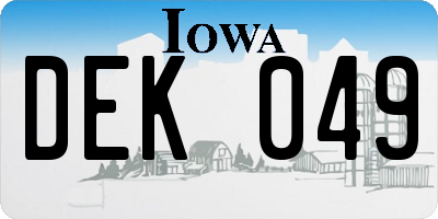 IA license plate DEK049