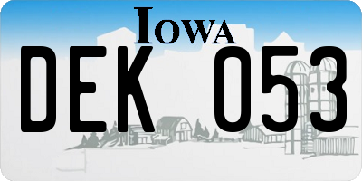 IA license plate DEK053