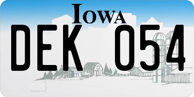 IA license plate DEK054