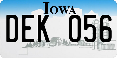 IA license plate DEK056