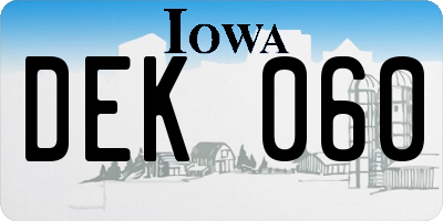 IA license plate DEK060