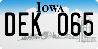 IA license plate DEK065