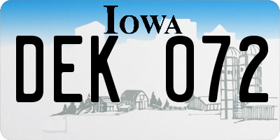 IA license plate DEK072