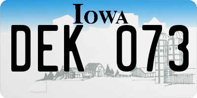 IA license plate DEK073