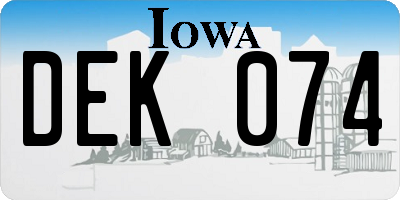 IA license plate DEK074