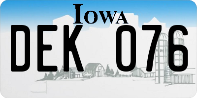 IA license plate DEK076