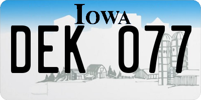 IA license plate DEK077