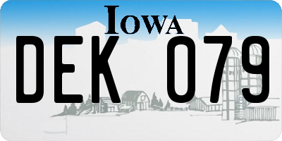 IA license plate DEK079