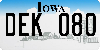 IA license plate DEK080