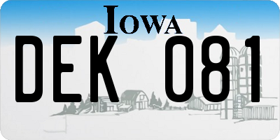 IA license plate DEK081