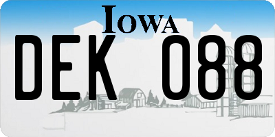 IA license plate DEK088