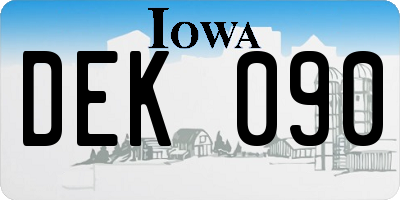 IA license plate DEK090