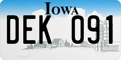 IA license plate DEK091