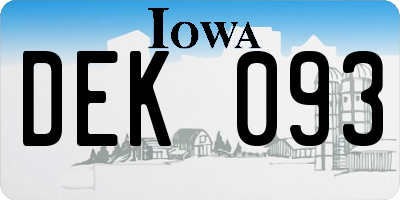 IA license plate DEK093
