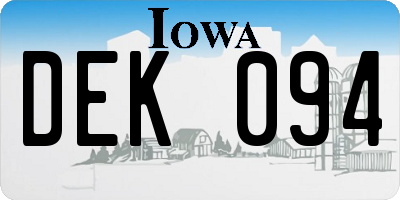 IA license plate DEK094
