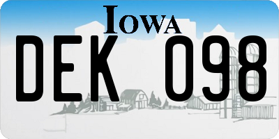 IA license plate DEK098