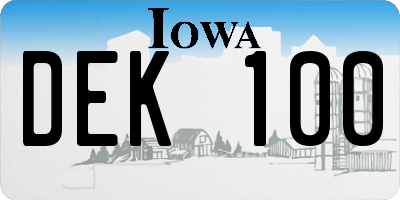 IA license plate DEK100