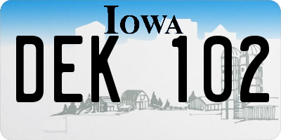 IA license plate DEK102