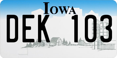 IA license plate DEK103