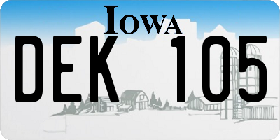 IA license plate DEK105