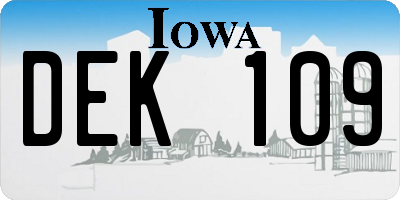 IA license plate DEK109