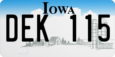 IA license plate DEK115